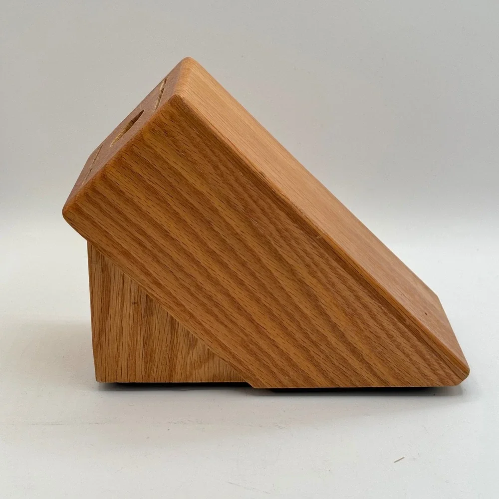 Cutco 5 Slot Oak Wood Knife Block Kitchen Shear Holder Honey Oak Made in USA‎